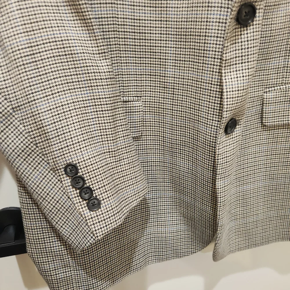 Brooks‎ Brothers Men Gray Houndstooth Silk Wool Blend Sport Coat Size 42L Career